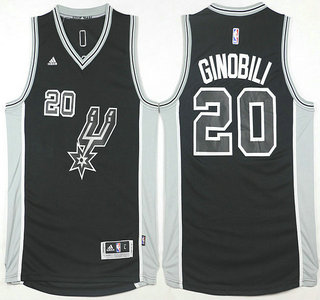 Men's San Antonio Spurs #20 Manu Ginobili Revolution 30 Swingman 2015-16 New Black Jersey