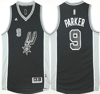 Men's San Antonio Spurs #9 Tony Parker Revolution 30 Swingman 2015-16 New Black Jersey