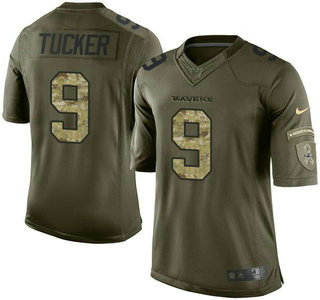 Men's Baltimore Ravens #9 Justin Tucker Green Salute to Service 2015 NFL Nike Limited Jersey