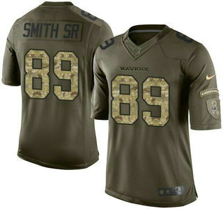 Men's Baltimore Ravens #89 Steve Smith Sr Green Salute to Service 2015 NFL Nike Limited Jersey