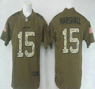 Men's New York Jets #15 Brandon Marshall Green Salute to Service 2015 NFL Nike Limited Jersey