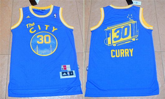 Men's Golden State Warriors #30 Stephen Curry Revolution 30 Swingman 2015-16 Retro Blue Jersey