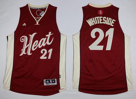 Men's Miami Heat #21 Hassan Whiteside Revolution 30 Swingman 2015 Christmas Day Red Jersey