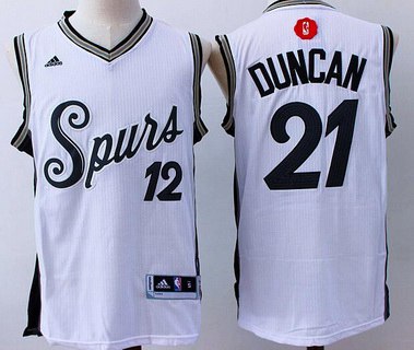 Men's San Antonio Spurs #21 Tim Duncan Revolution 30 Swingman 2015 Christmas Day White Jersey