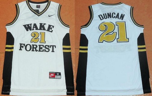 Men's West Forsyth University #21 Tim Duncan White College Basketball Nike Swingman Jersey