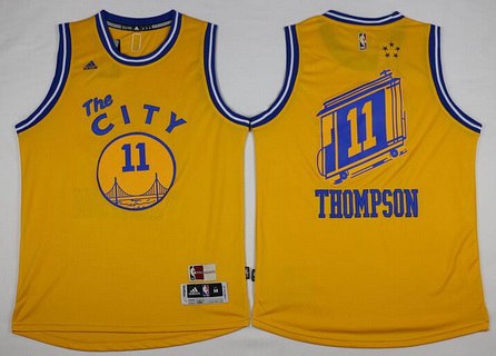 Golden State Warriors #11 Klay Thompson Revolution 30 Swingman 2015-16 Retro Gold Jersey