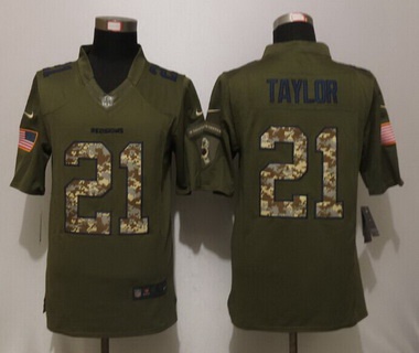 Men's Washington Redskins #21 Sean Taylor Retired Player Green Salute To Service 2015 NFL Nike Limited Jersey