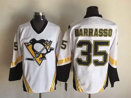 Men's Pittsburgh Penguins #35 Tom Barrasso 2002-03 White CCM Vintage Throwback Jersey