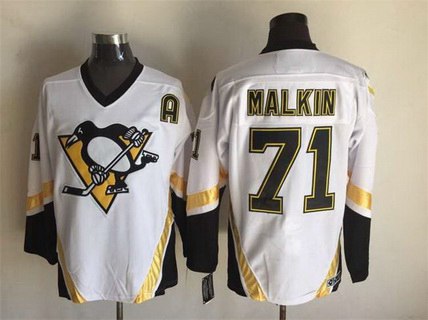 Men's Pittsburgh Penguins #71 Evgeni Malkin 2002-03 White CCM Vintage Throwback Jersey