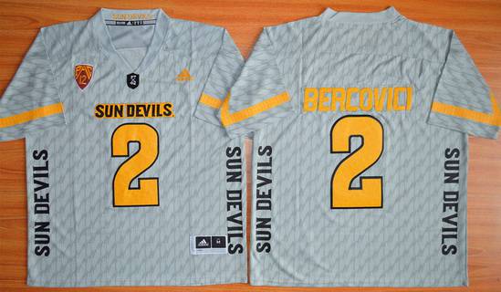 Men's Arizona State Sun Devils #2 Mike Bercovici Gray Desert Ice 2015 College Football Jersey