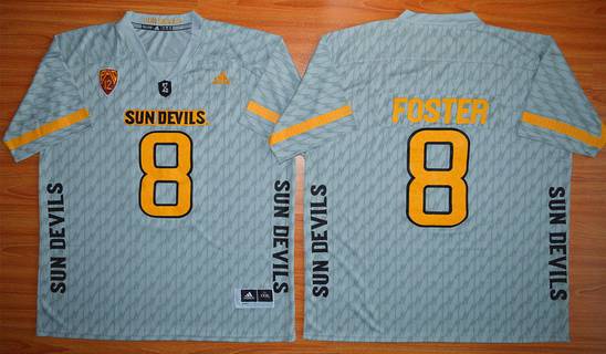 Men's Arizona State Sun Devils #8 D.J. Foster Gray Desert Ice 2015 College Football Jersey