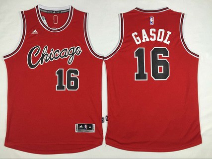 Men's Chicago Bulls #16 Pau Gasol Revolution 30 Swingman 2015-16 Retro Red Jersey