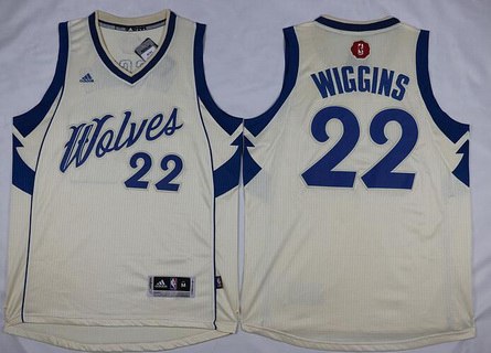 Men's Minnesota Timberwolves #22 Andrew Wiggins Revolution 30 Swingman 2015 Christmas Day Cream Jersey