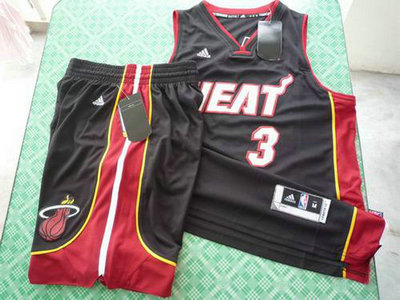 Miami Heat 3 Dwyane Wade black swingman Basketball Suit