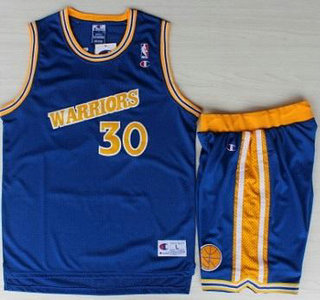 Golden State Warriors #30 Stephen Curry Blue Hardwood Classics NBA Jerseys Shorts Suits