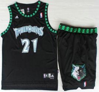 Minnesota Timberwolves #21 Kevin Garnett Black Hardwood Classics Revolution 30 Jersey Short Suits