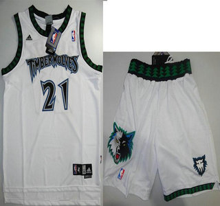 Minnesota Timberwolves 21 Kevin Garnett White Jerseys Shorts NBA Suits