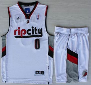 Portland Trail Blazers #0 Damian Lillard White Revolution 30 Swingman NBA Jersey Short Suit