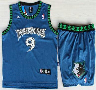 Minnesota Timberwolves #9 Ricky Rubio Blue Swingman Jersey Short Suits