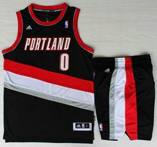 Portland Trail Blazers #0 Damian Lillard Black Revolution 30 Swingman Jersey Short Suits