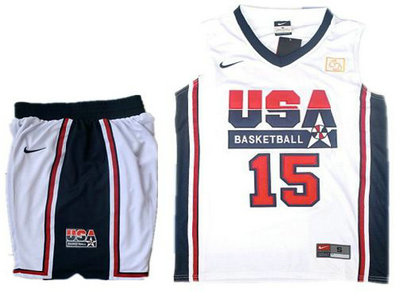 USA Basketball Retro 1992 Olympic Dream Team 15 Carmelo Anthony White Basketball Suit