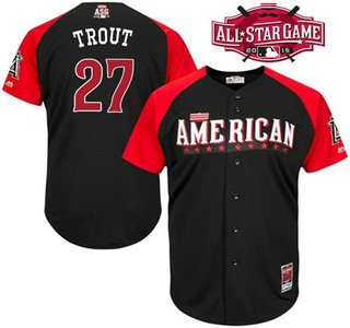 American League LA Angels Of Anaheim #27 Mike Trout 2015 MLB All-Star Black Jersey