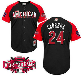 American League Detroit Tigers #24 Miguel Cabrera 2015 MLB All-Star Black Jersey