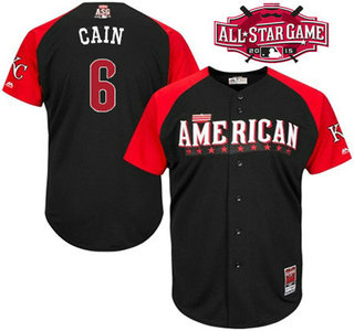 American League Kansas City Royals #6 Lorenzo Cain 2015 MLB All-Star Black Jersey