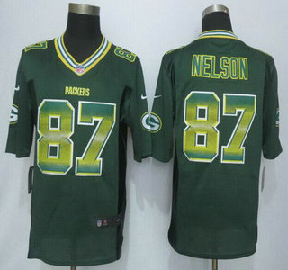 Green Bay Packers #87 Jordy Nelson Green Strobe 2015 NFL Nike Fashion Jersey