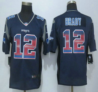 New England Patriots #12 Tom Brady Navy Blue Strobe 2015 NFL Nike Fashion Jersey