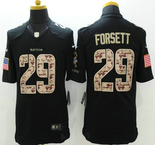 Baltimore Ravens #29 Justin Forsett Nike Salute to Service Nike Black Limited Jersey