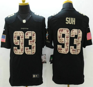 Miami Dolphins #93 Ndamukong Suh Nike Salute to Service Nike Black Limited Jersey