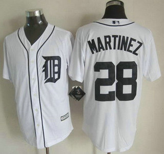 Detroit Tigers #28 J. D. Martinez 2015 White With Navy Jersey