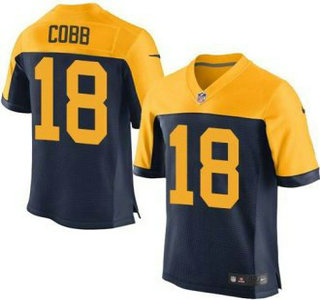 Green Bay Packers #18 Randall Cobb Navy Blue With Gold NFL Nike Elite Jersey