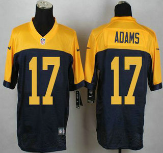 Green Bay Packers #17 Davante Adams Navy Blue With Gold NFL Nike Elite Jersey