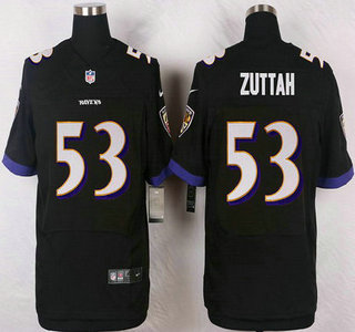 Baltimore Ravens #53 Jeremy Zuttah Black Alternate NFL Nike Elite Jersey