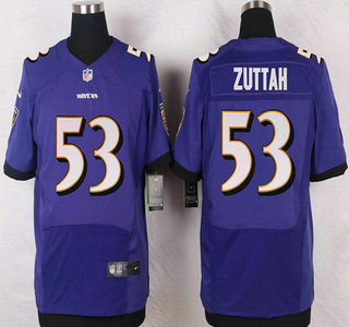 Baltimore Ravens #53 Jeremy Zuttah Purple Team Color NFL Nike Elite Jersey