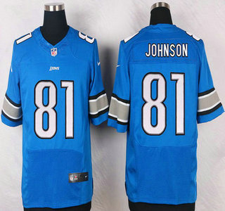 Detroit Lions #81 Calvin Johnson Light Blue Team Color NFL Nike Elite Jersey