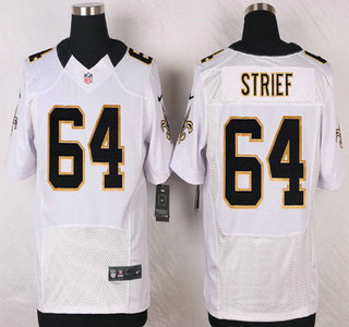 New Orleans Saints #64 Zach Strief White Road NFL Nike Elite Jersey