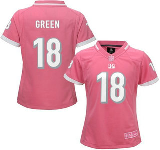 Women's Cincinnati Bengals #18 A.J. Green Pink Bubble Gum 2015 NFL Jersey