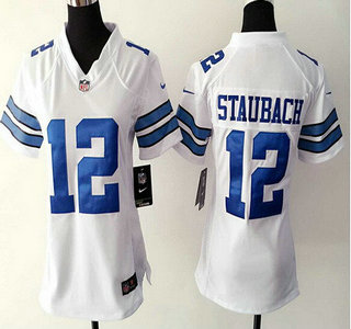 Women's Dallas Cowboys #12 Roger Staubach White Retired Player NFL Nike Game Jersey