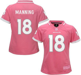 Women's Denver Broncos #18 Peyton Manning Pink Bubble Gum 2015 NFL Jersey