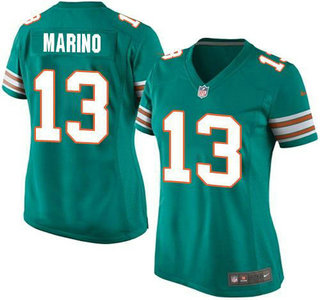 Women's Miami Dolphins #13 Dan Marino Aqua Green Alternate 2015 NFL Nike Game Jersey