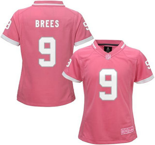 Women's New Orleans Saints #9 Drew Brees Pink Bubble Gum 2015 NFL Jersey