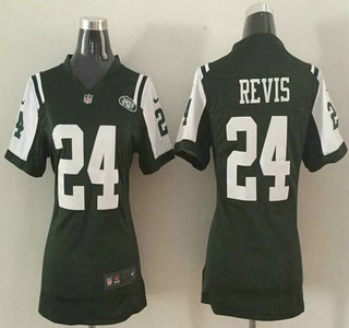 Nike New York Jets #24 Darrelle Revis Green Game Womens Jersey