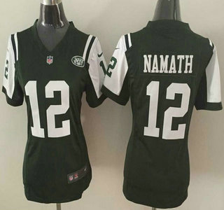 Nike New York Jets #12 Joe Namath Green Game Womens Jersey