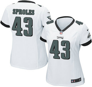 Nike Philadelphia Eagles #43 Darren Sproles White Game Womens Jersey