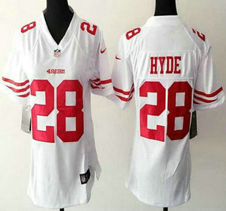 Women's San Francisco 49ers #28 Carlos Hyde Nike White Game Jersey