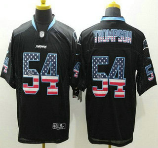 Men's Carolina Panthers #54 Shaq Thompson Black USA Flag Fashion NFL Nike Elite Jersey