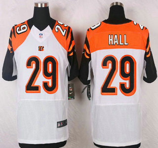 Men's Cincinnati Bengals #29 Leon Hall White Road NFL Nike Elite Jersey